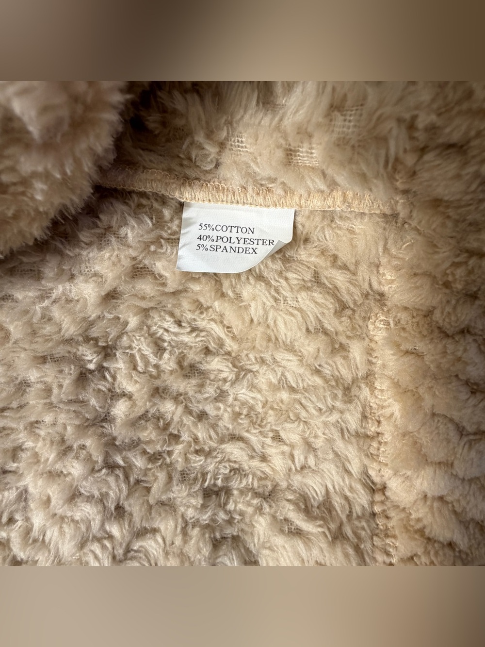 NWT BUZZ Youth Hooded Beige Cropped Zip Up Sherpa Hooded Sweater Size Large - Picture 4 of 7